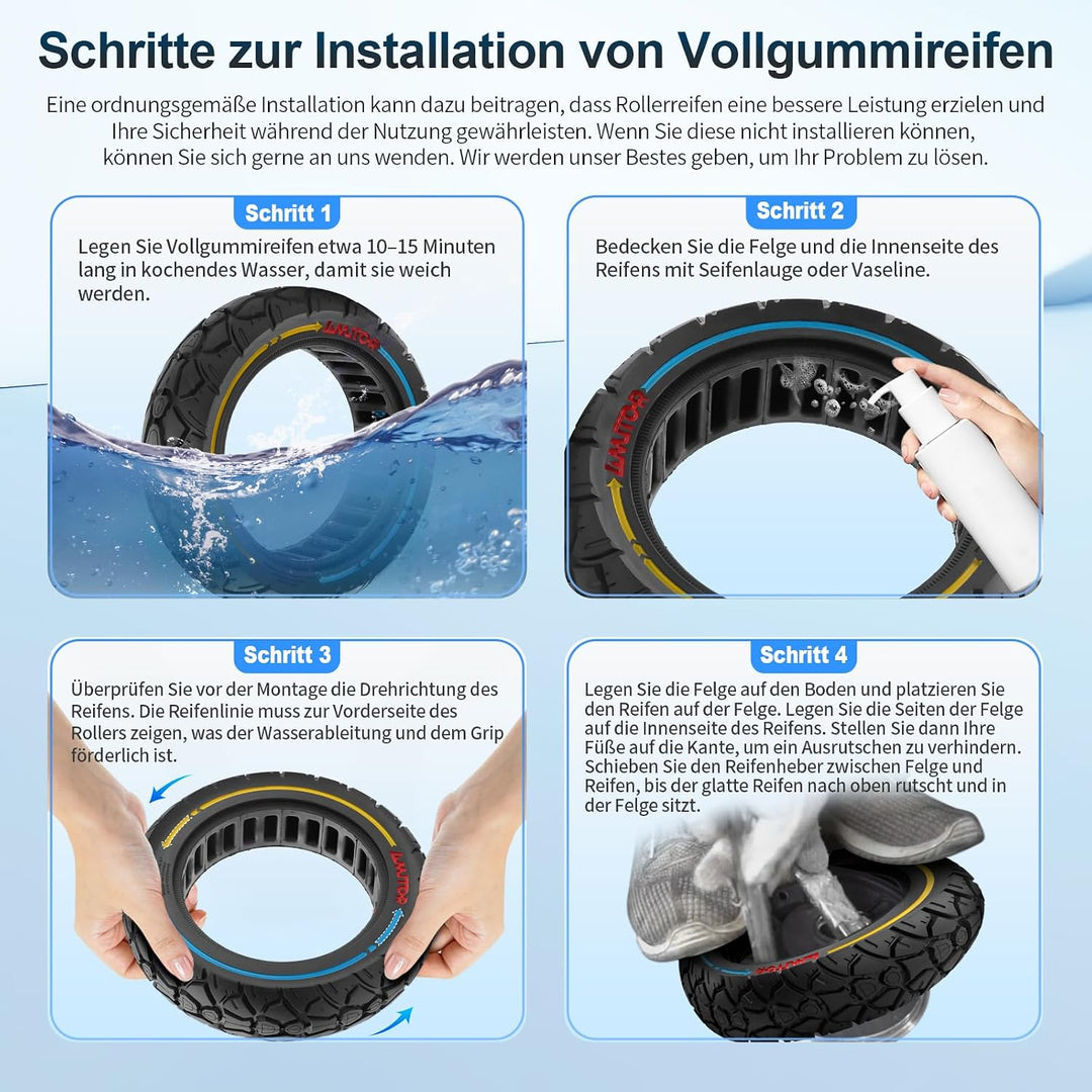 10x2,7-2,75 Vollreifen 10 Zoll Solide Reifen 70/65-6,5 Ersatzreifen für Hitway H5/HB24/Hiboy/Smartgy
