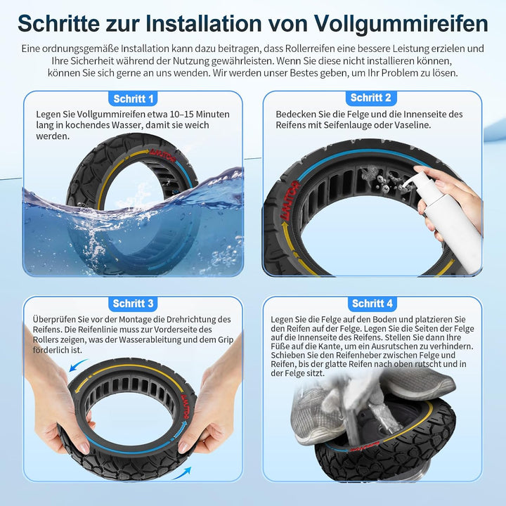 10x2,7-2,75 Vollreifen 10 Zoll Solide Reifen 70/65-6,5 Ersatzreifen für Hitway H5/HB24/Hiboy/Smartgy