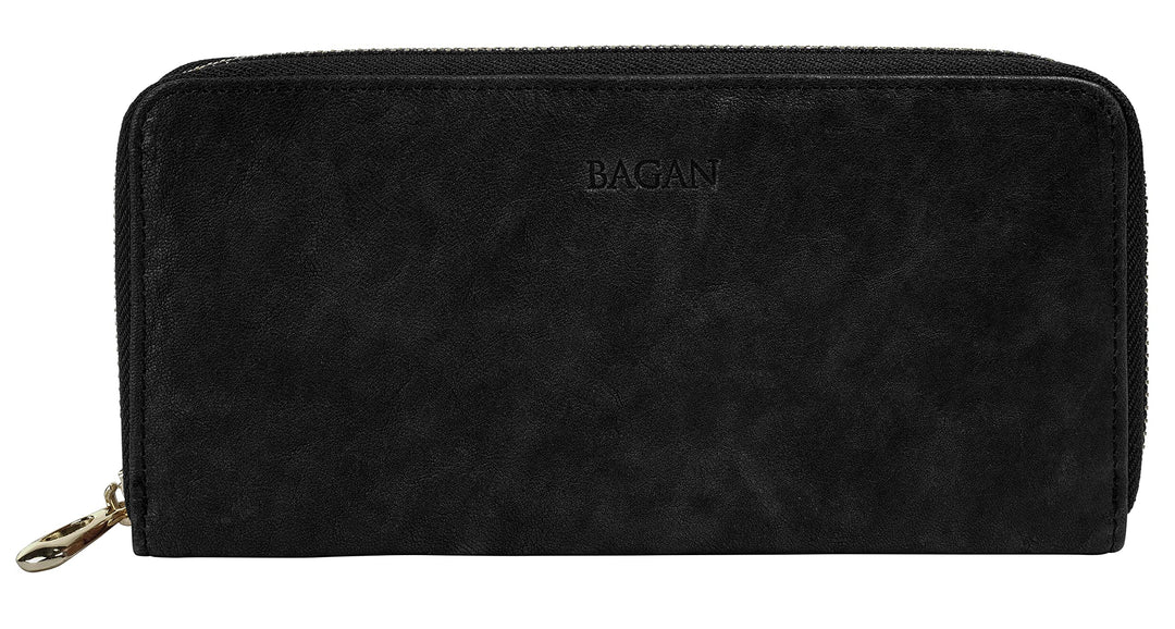 BAGAN Geldbörse Echt Leder schwarz Damen - 021309, Schwarz