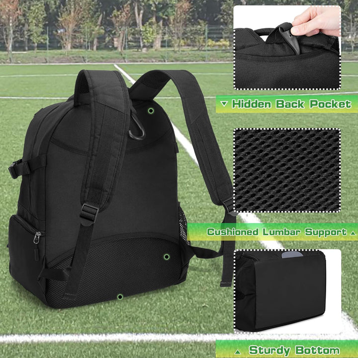DSLEAF Fussballrucksack, Basketballausrüstungstasche mit separatem, belüftetem Schuhfach für das Tra