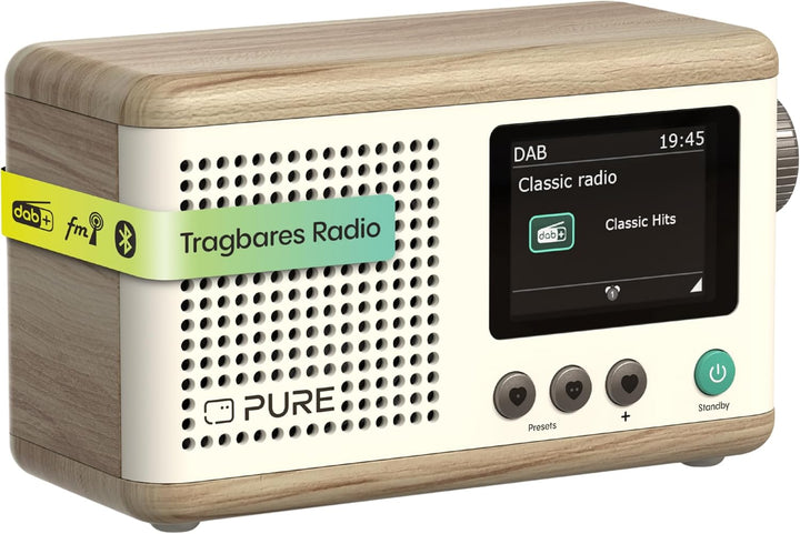 Pure Classic Mini Tragbares Digitalradio – DAB+ & UKW-Radio – Bluetooth 5.3 – 15 Stunden Akkulaufzei