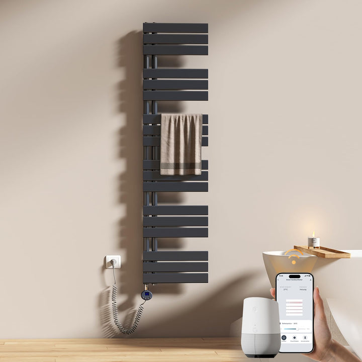 EMKE WiFi Badheizkörper Elektrisch 1599x400 mm - Flach Handtuchheizkörper Elektrisch, Elektrischer H