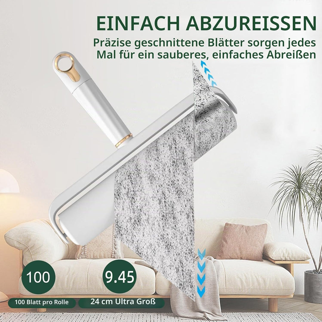 Grosse Fusselroller für Tierhaare, extra stark klebend, 400 Blatt Roller-Nachfüllpackungen mit lange