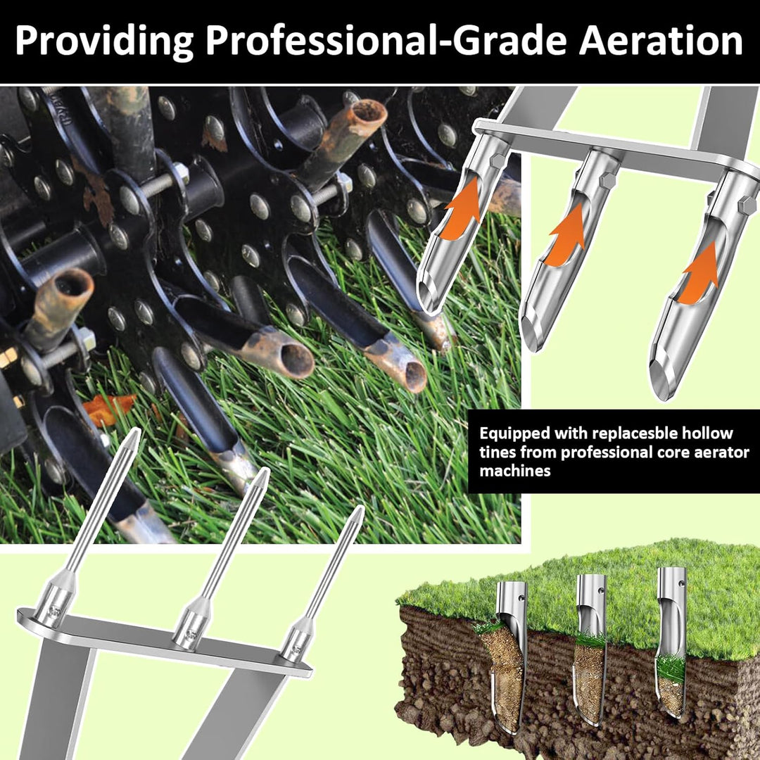 Manueller Kern Rasenbelüfter Werkzeug, 2-in-1 Rasenentkernbelüfter & Rasenbelüfter Spikes, mit 3 aus