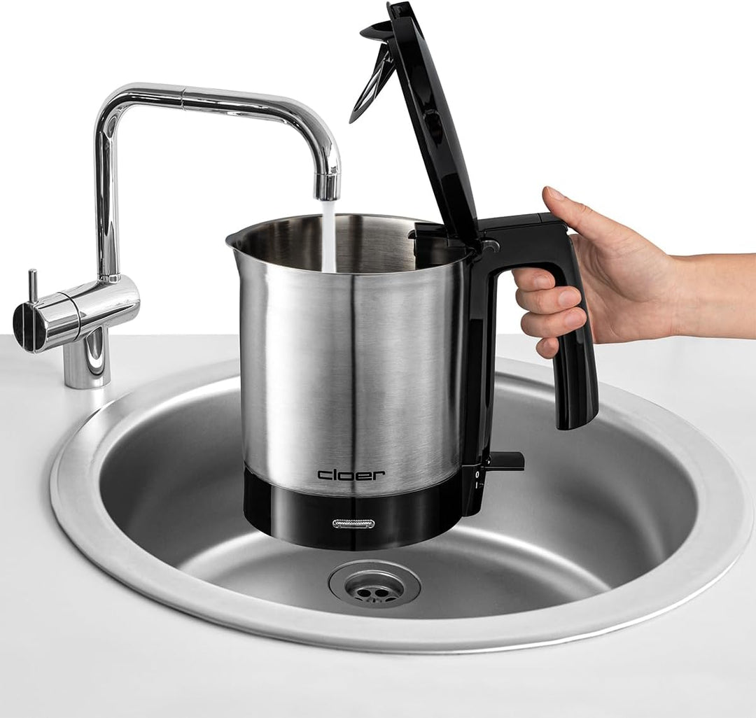 Cloer 4700 Wasserkocher, 2000 W mit innen liegender Füllmengenmarkierung, Trockengeh- und Überhitzun