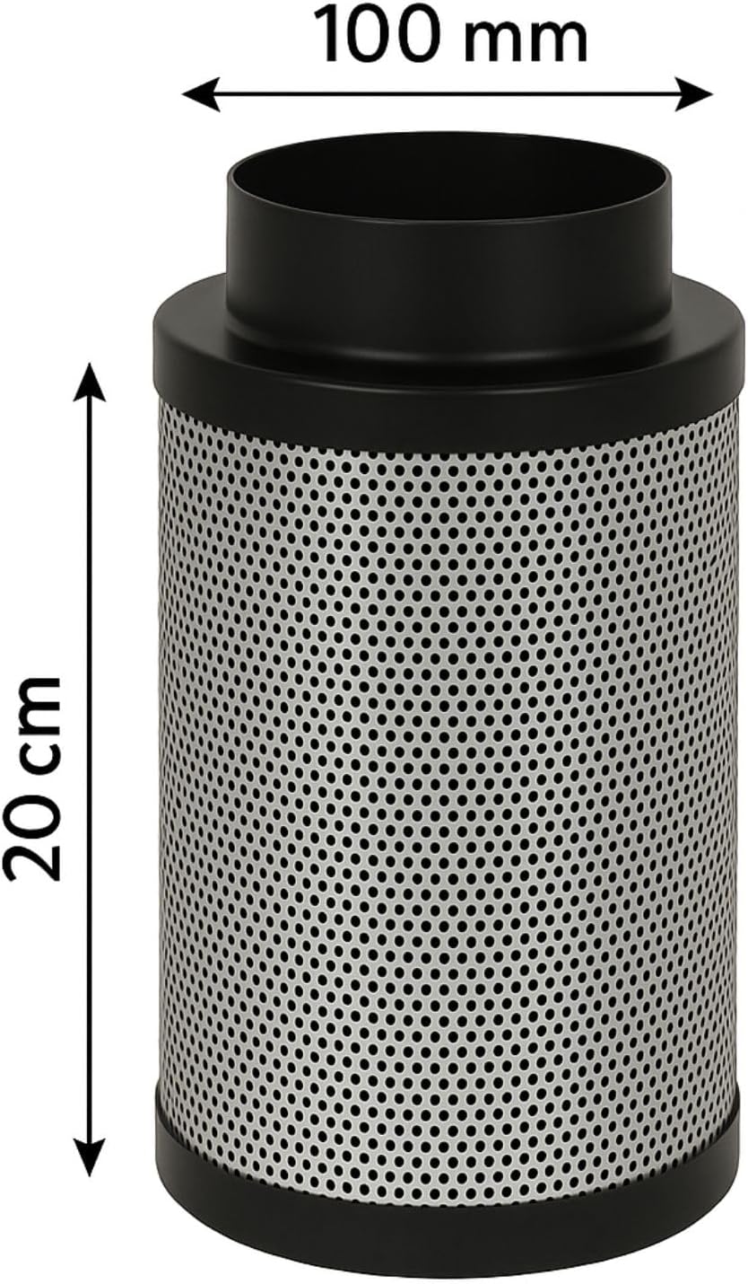Weedness Airontek Aktivkohlefilter Grow 240 m³/h 100 mm 20 cm - Anti Geruch Belüftung Geruchsfilter