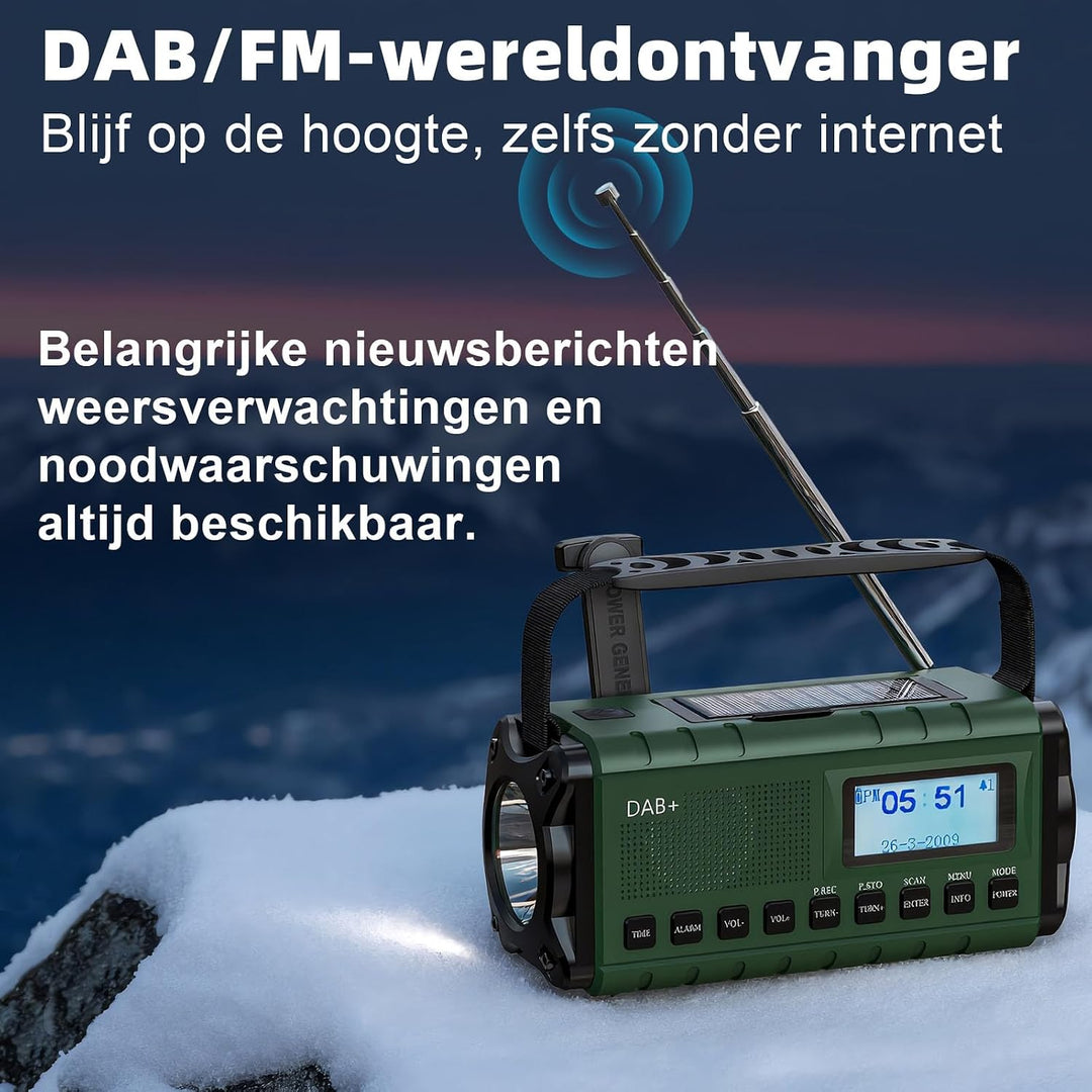 SOLARBABY DAB+/UKW Kurbelradio, Solar Notfallradio mit 20000mAh Akku, Tragbare Digital Radio mit LED