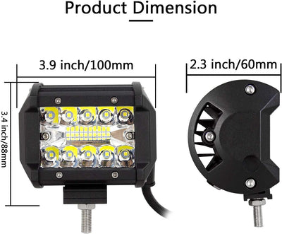 Willpower 23 Zoll 58CM 480W Led Arbeitsscheinwerfer Bar + 4 Zoll 10CM 60W Led Scheinwerfer + Kabelba