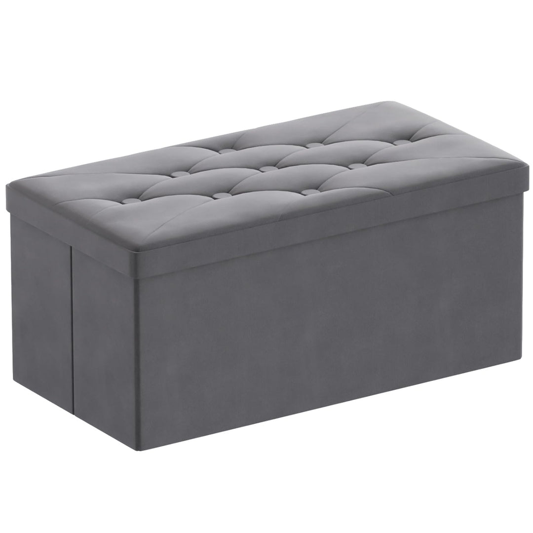 BRIAN & DANY Sitzbank mit Stauraum, Faltbar Sitzhocker Truhen Aufbewahrungsbox aus Samt, 76 x 38 x 3
