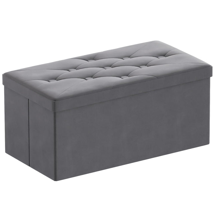 BRIAN & DANY Sitzbank mit Stauraum, Faltbar Sitzhocker Truhen Aufbewahrungsbox aus Samt, 76 x 38 x 3