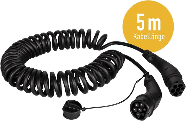 Harting EVC0112 - E-Auto-Ladekabel Typ 2, spiral, 3-phasig, 32 A, 22 kW, 5 m/ZERTIFIZIERTES KABEL, S