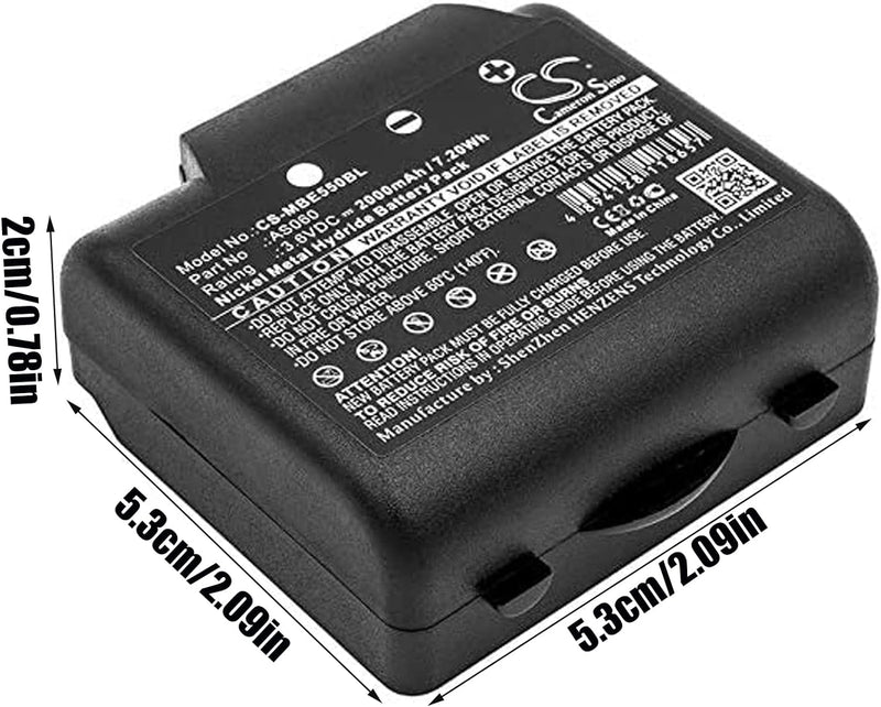 3.6V 2000mAh / 7.20Wh Akku, Ersatzakku kompatibel mit IMET AS060, AS083, BE3600, BE5500, M550 Ares,