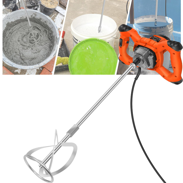 M14 Farb- &amp; Mörtelmischer – 2600W 6-Gang Elektro-Rührgerät mit 120mm Spirale für Zement, Fugenmörtel