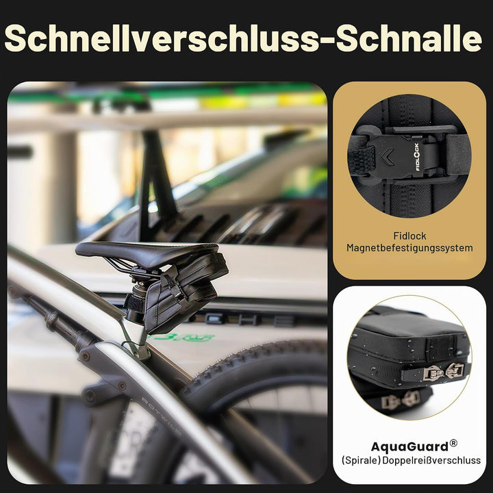 Lumiere &amp; Co. Magnetische Schnellverschluss-Satteltasche – 7″ × 3″ × 3″ | Doppeltes Fach, Flaches Zi