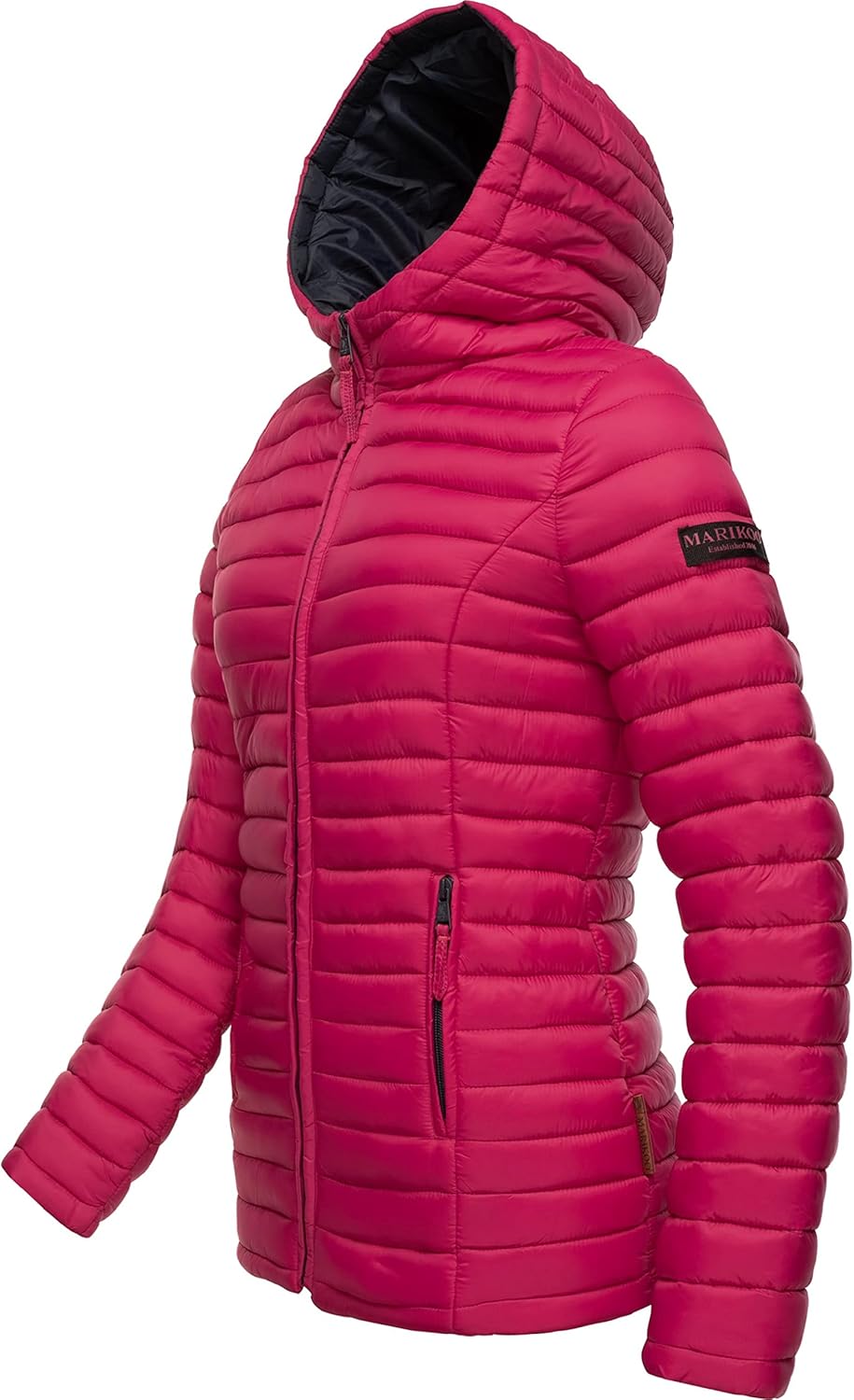 MARIKOO Damen leichte Übergangsjacke Steppjacke mit Kapuze Asraa XS-3XL S Fuchsia, S Fuchsia