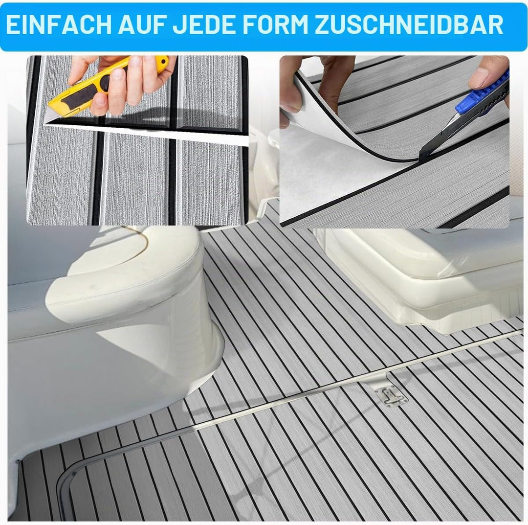 Hzkaicun Eva Schaum Boot 240x17/41/60/90 cm, Teakholz Eva Schaum Bodenbelag, Selbstklebende Deck Tep