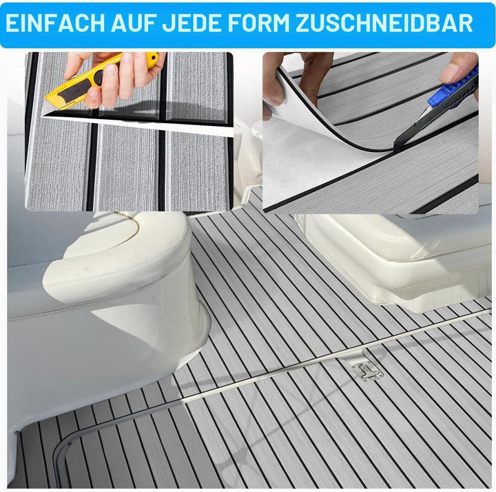 Hzkaicun Eva Schaum Boot 240x17/41/60/90 cm, Teakholz Eva Schaum Bodenbelag, Selbstklebende Deck Tep
