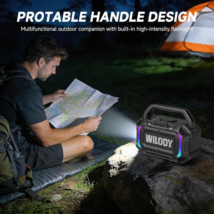 Wilody Bluetooth Lautsprecher Gross,100W Outdoor Tragbarer Lautsprecher with Bass,Musikbox Soundbox