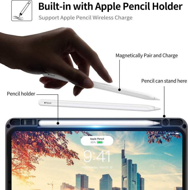 Holimet für iPad Pro 27,9 cm (11 Zoll) 2. Generation 2020 mit integriertem Stifthalter, PU-Leder Sch