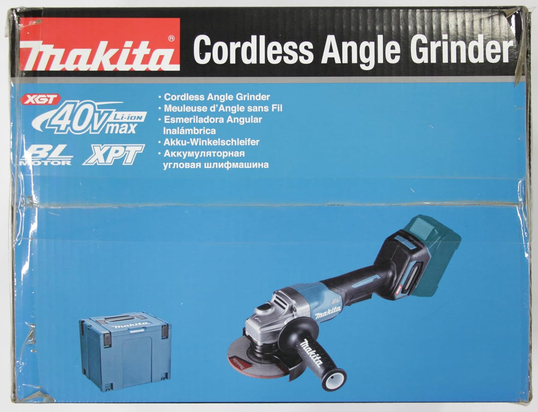 Makita GA016GM201 Akku-Winkelschleifer 40V max. / 4,0 Ah, 2 Akkus + Ladegerät im MAKPAC, Petrol mit