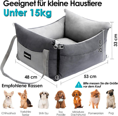 Hundeautositz Hundesitz Auto für Kleine & Mittlere Hunde Unter 15KG, Tragbares Hundekorb Auto mit Au