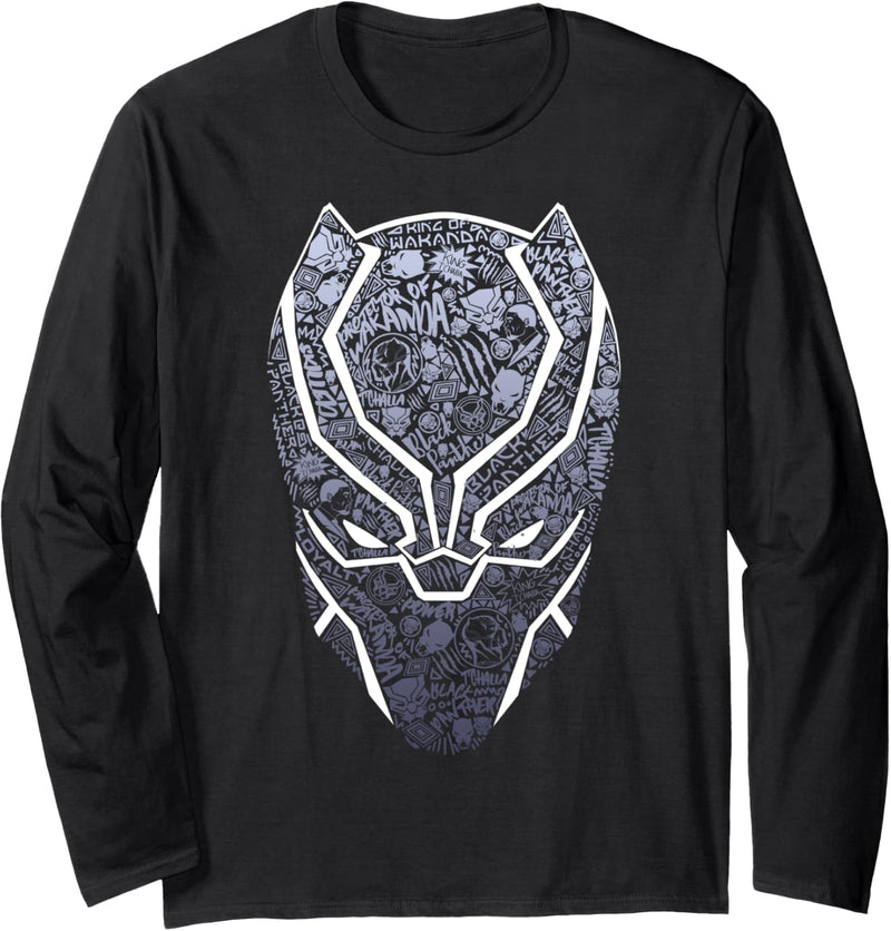 Marvel Black Panther Mask Build Up Fill Langarmshirt