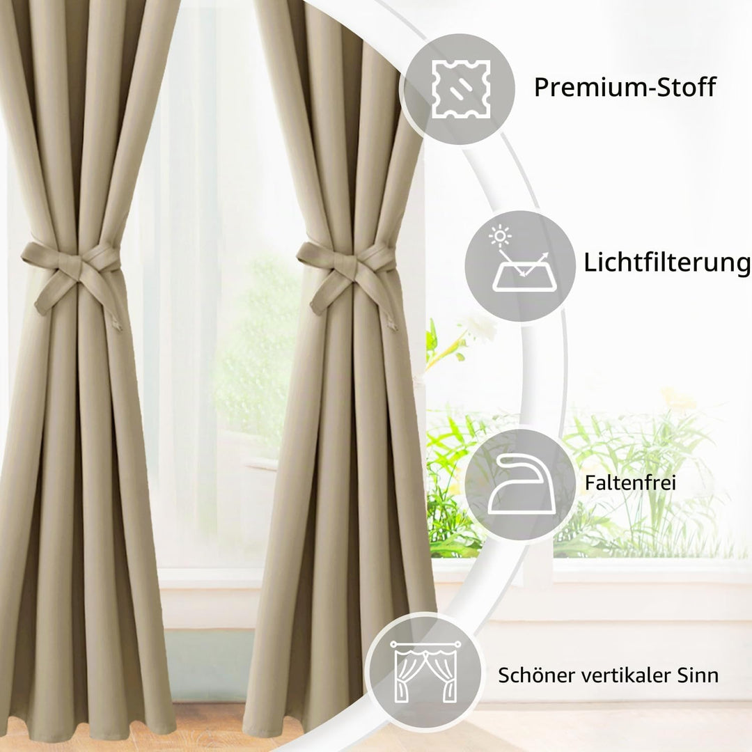 JIUZHEN Vorhang Blickdicht mit Raffhalter Thermogardine Verdunklungsvorhänge Thermo Gardinen Wohnzim