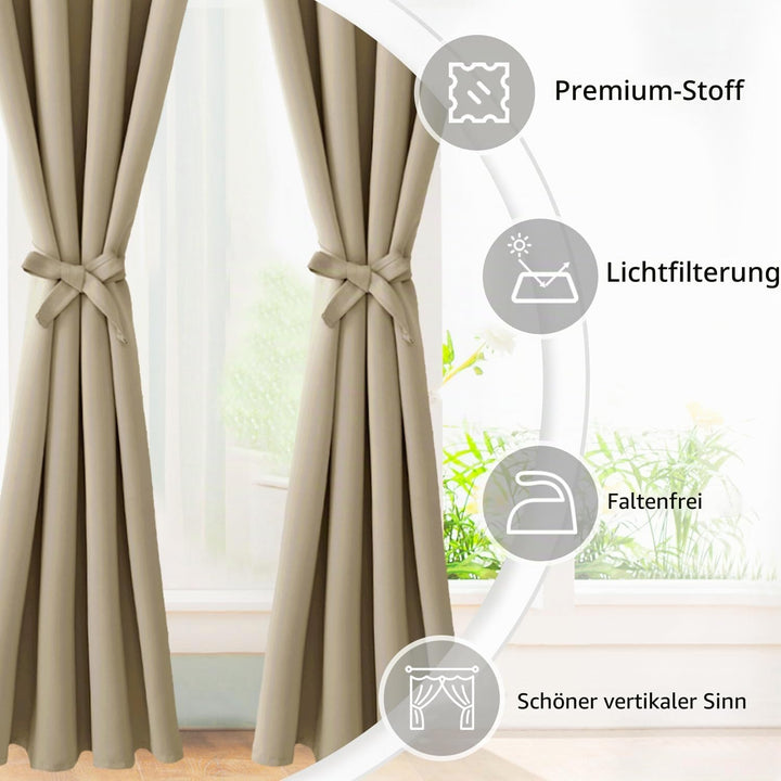 JIUZHEN Vorhang Blickdicht mit Raffhalter Thermogardine Verdunklungsvorhänge Thermo Gardinen Wohnzim