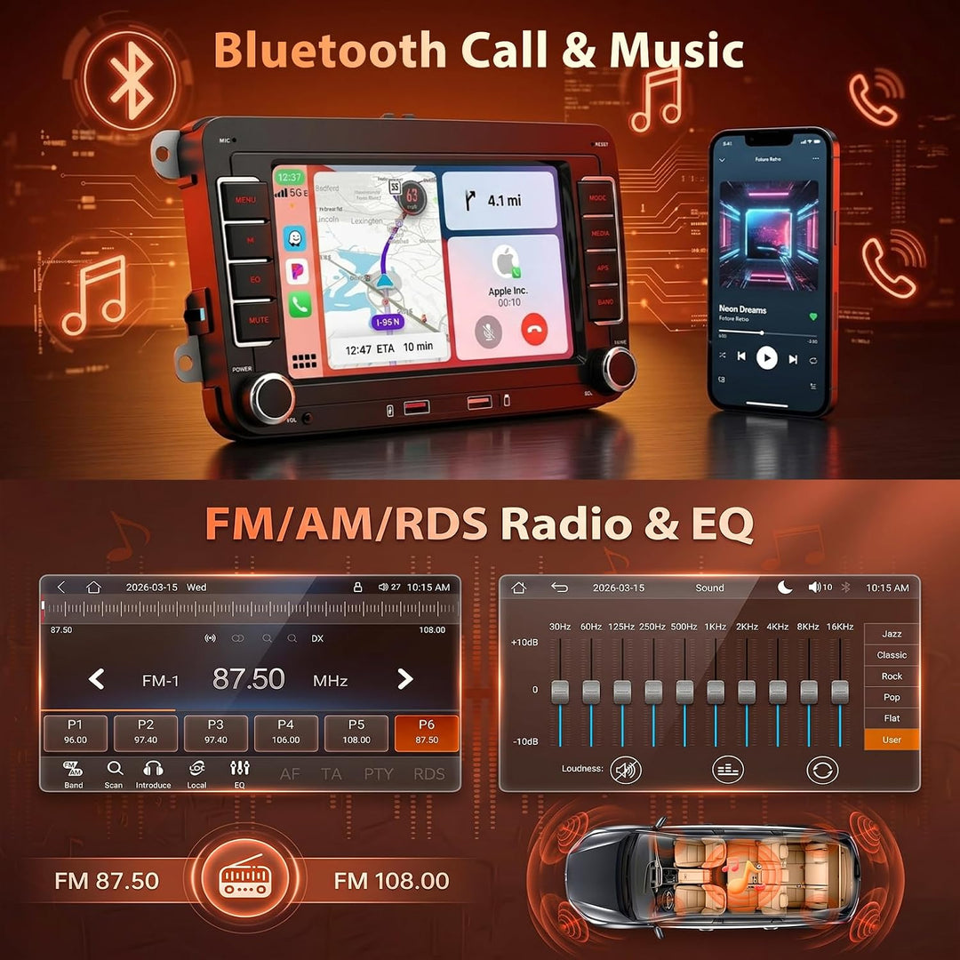 WERESOUND Autoradio für VW Golf 5 6 Passat Polo Tiguan Touran EOS Skoda, 7 Zoll Touchscreen Auto Rad