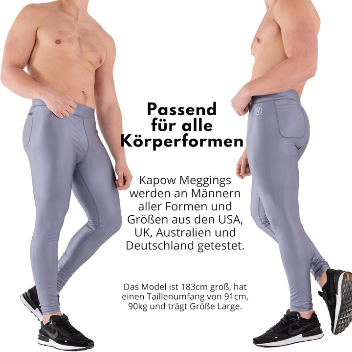 Kapow Meggings für Herren 'Supreme Range': Deluxe Kompressionsleggings mit Taschen für Streetstyle,
