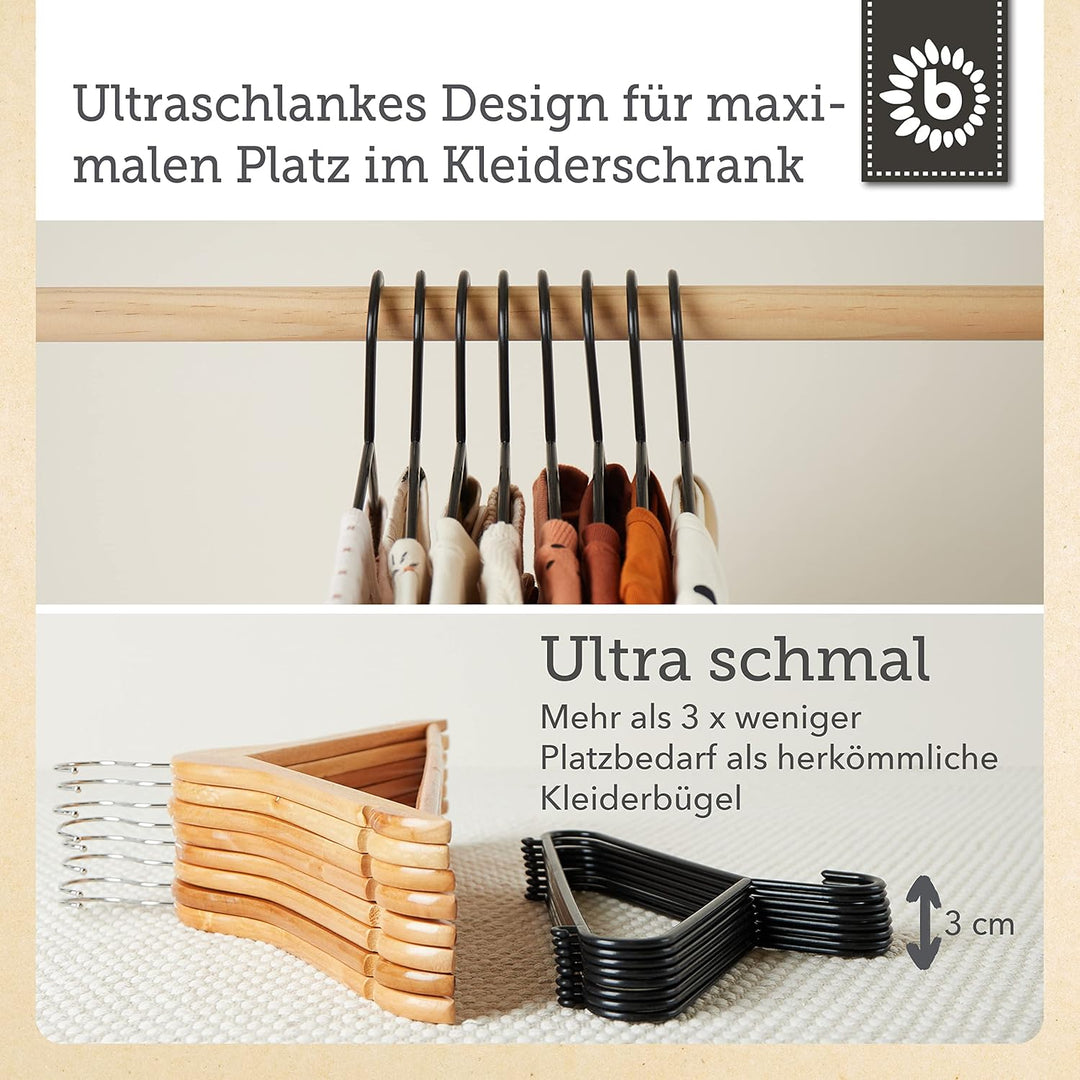 Bieco Kleiderbügel Kinder 32 St. Schwarz | Länge ca 30 cm | Baby Kleiderbügel | Kunststoff Kleiderbü