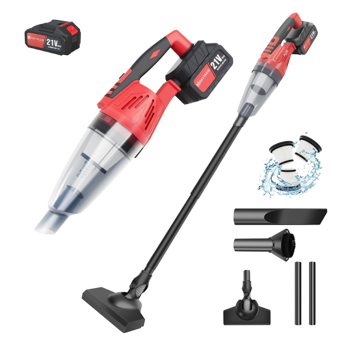 Handstaubsauger 21V 5501Pa mit Ladestation Handstaubsauger Akku Beutellos Nass&Trocken mit Waschbar