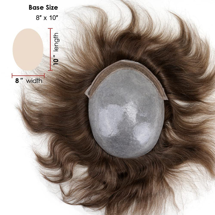 Lordhair Perücke Männer,Realität Toupet, 0,08 mm Dünne Leder Basis 20 * 25 CM Leichtes Haarersatzsys