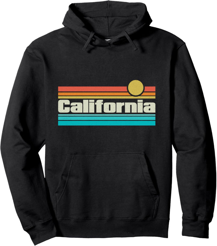70er 80er Retro Vintage Sunset Surfer CA California Pullover Hoodie