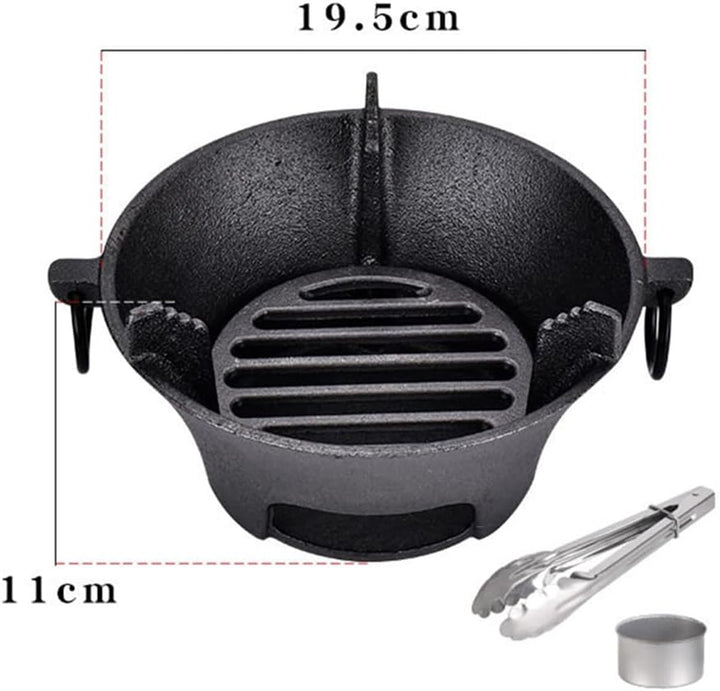 Carbon Ofen, 19.5cm*11.5cm Gusseisen Holzkohleherd, Herdplatte mit 1 Clip und 2 Tassen, Grillrost Gr