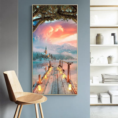 DCIDBEI 50 x 110 cm Diamond Painting Grosses Format Landschaft 5D malen nach zahlen Runde für Kreuzs