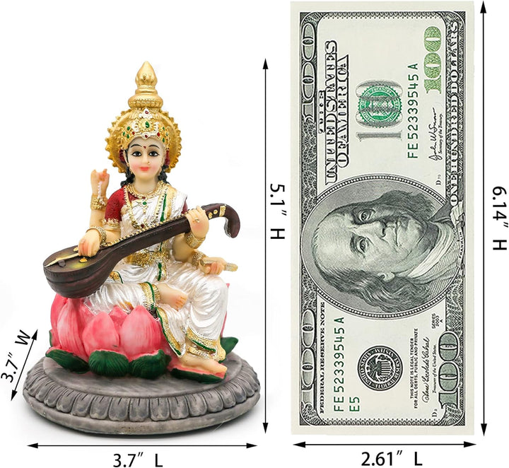Hinduistische Göttin Saraswati Idol Statue – 13 cm H Saraswati Statue indische spirituelle Kultur Sk