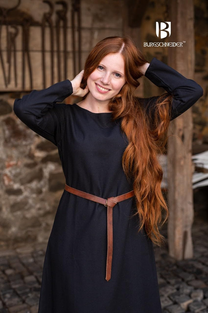 Burgschneider - Unterkleid Freya - Schwarz (M, für Damen &amp; Herren, Baumwolle) Historisch - Early Med