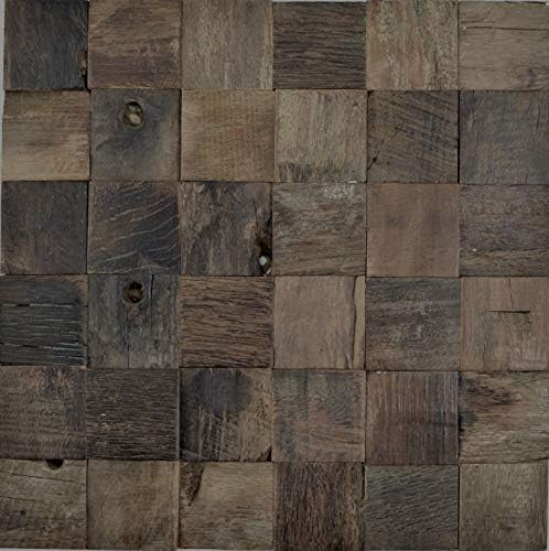 Holz Mosaik boot Old Wood Holz FSC Wand Küche Bad Fliesenspiegel|160-23_f|10 Mosaikmatten