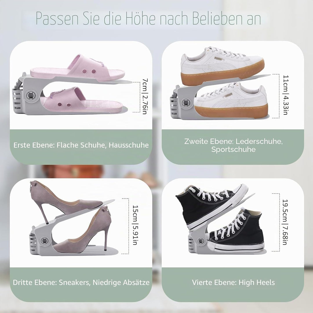 24 Stück Einstellbare Schuhregale,Schuhorganizer Schuhaufbewahrung Platzsparend,Rutschfestes Schuh O