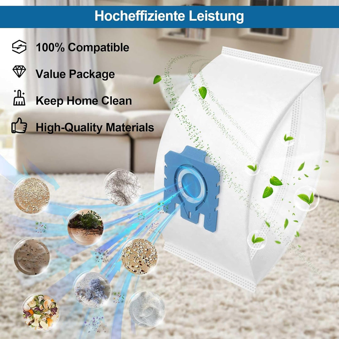 8 Stück 3D Staubsaugerbeutel Filtern Kompatibel mit Miele HyClean GN Staubsauger für Classic C1 Comp