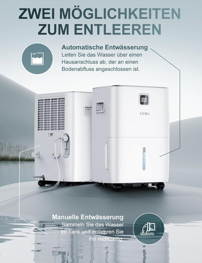 Luftentfeuchter Elektrisch 30L/24H, Mit Feuchtigkeitssensor und LED-Anzeige, Raumgrösse ca.300m³/100