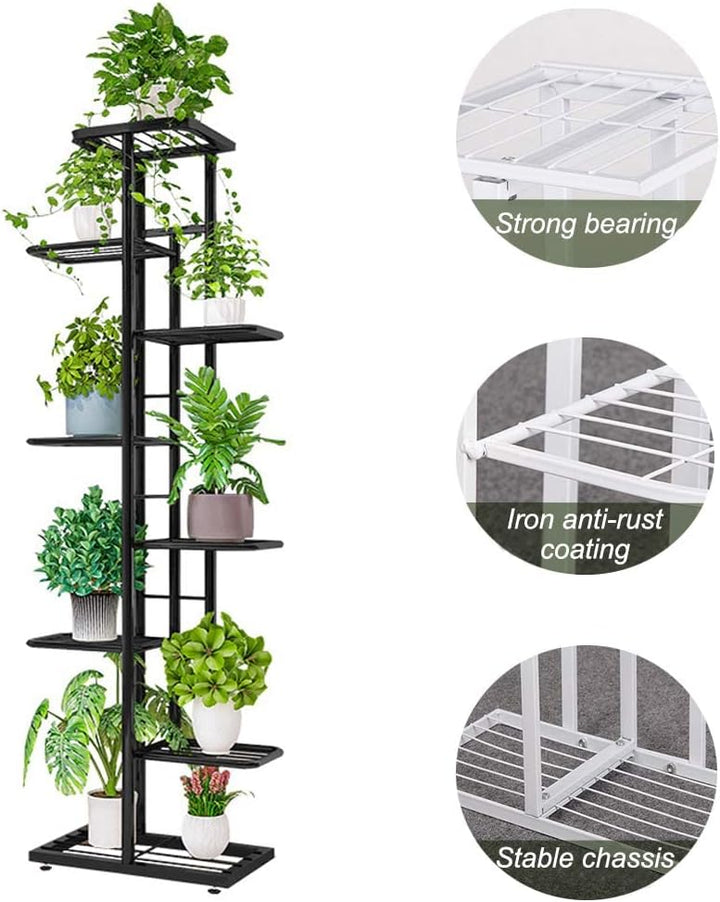 ZZBIQS Blumenständer Metall mit 8 Ebenen, 141cm Blumentreppe Modern Pflanzentreppe für innen und aus