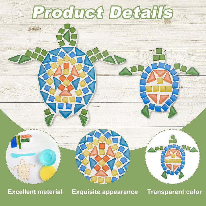 WEBEEDY 2 Set DIY Schildkröten-Mosaik-Kit Mosaik-Meeresschildkröten-Mosaik-Wandkunst-Schildkröten-Ba