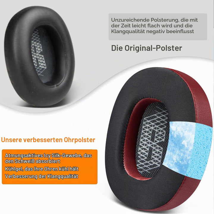 SOULWIT Kühlgel Ersatzpolster Ersatz Ohrpolster für JBL E65BTNC/Live 650BTNC/Live 770NC/Live 660NC/D