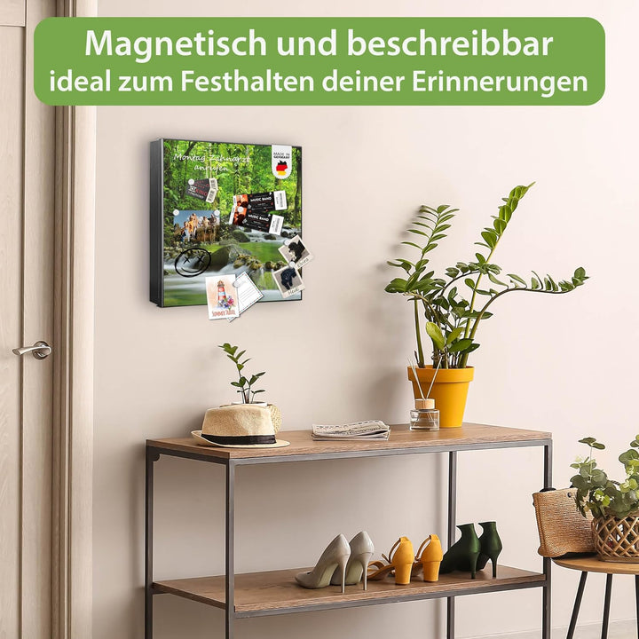banjado® Grosser Schlüsselkasten Glas/Schlüsselbox 30cm x 30cm mit 50 Haken - Motiv Wasserfälle/Schl