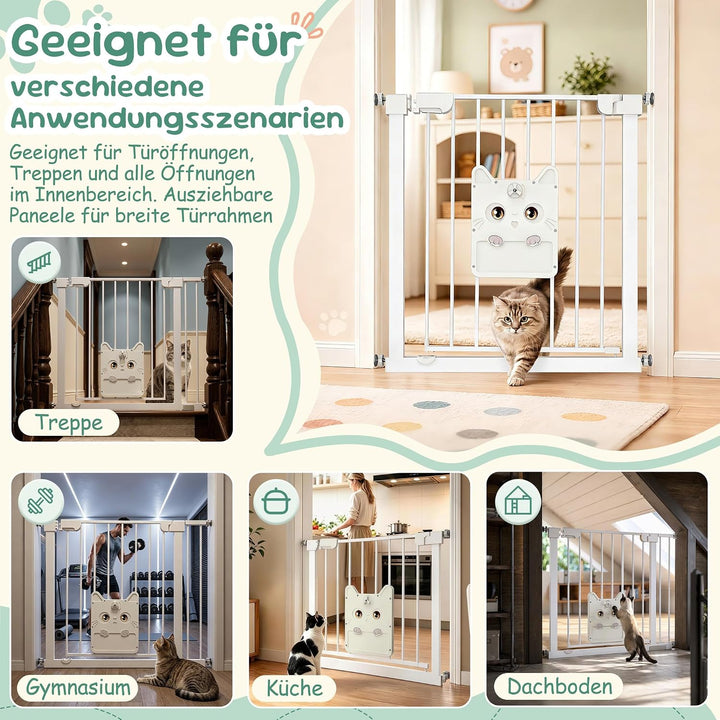 Treppenschutzgitter Ohne Bohren mit Selbstschliessend katzenklappe 85-95cm Breiten Treppengitter mit