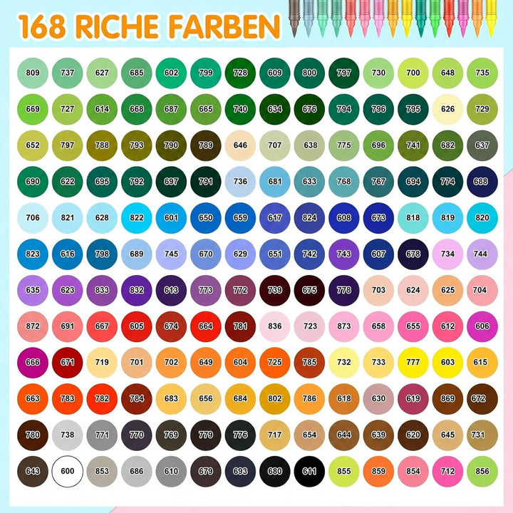 Efimeso 168 Farben Acrylstifte für Steine Wasserfest,Pinselmalstifte auf Wasserbasis Acrylic Paint M