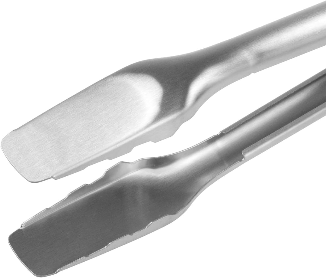 Grillzange 46cm Edelstahl mit edlen Zedernholzgriffen, Leder Schlaufe zum Aufhängen, praktisches Ver