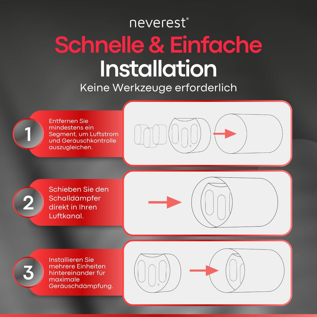 neverest® ESD Schalldämmelement 80 mm Einschub Rohrschalldämpfer für Runde Lüftungsrohre Reduziert G